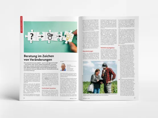 Doppelseite des Artikels in der B&B Agrar